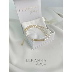 Колье LERANNA, фианит, длина 38 см, белый, золотой
