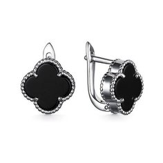 Серьги Dewi, серебро, 925 проба, родирование, оникс