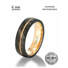 Кольцо обручальное Sharks Jewelry, размер 19, ширина 6 мм, золотой