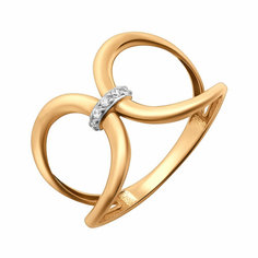 Кольцо Яхонт, красное золото, 585 проба, фианит, размер 17, бесцветный