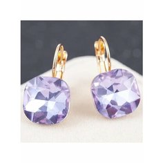 Серьги конго, пусеты, фианит, фиолетовый, золотой be Self True Jewel