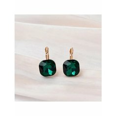 Серьги конго, пусеты, фианит, золотой, зеленый be Self True Jewel