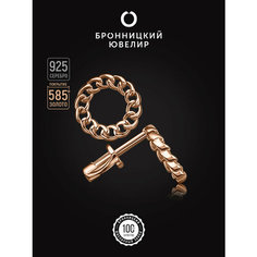 Серьги пусеты Бронницкий Ювелир, серебро, 925 проба, золочение, , золотистый