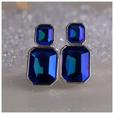 Серьги клипсы ТероПром, стекло, синий