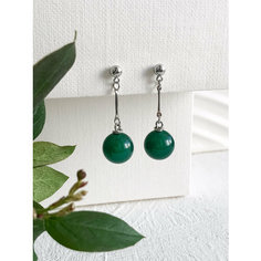 Серьги с подвесками ELENA MINAKOVA Jewelry Design, агат, размер 30 мм, зеленый