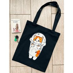 Сумка шоппер , белый, черный, оранжевый для мальчиков и девочек