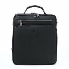 Портфель H&T, фактура зернистая, черный