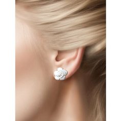 Серьги пусеты, размер 15 мм, белый Нет бренда