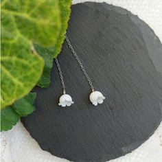 Серьги цепочки, белый Нет бренда