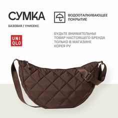 Сумка поясная Uniqlo, фактура стеганая, коричневый