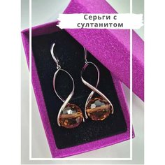 Серьги Bijuton, султанит синтетический, серебряный