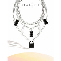 Колье Caroline Jewelry, акрил, длина 60 см, серебряный