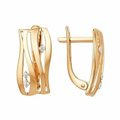 Серьги DS Jewelry, красное золото, 375 проба, фианит, , золотистый