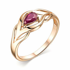 Кольцо Dewi, красное золото, 585 проба, рубин, размер 17, золотой