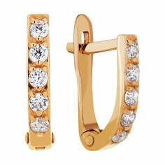 Серьги AZADE, золото, 585 проба, фианит, длина 10 см, , красный