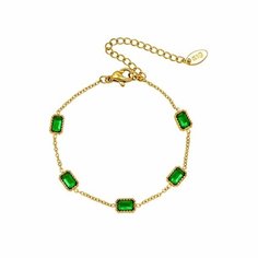Браслет-цепочка SORONA, циркон, Swarovski Zirconia, фианит, 1 шт., размер 17 см, зеленый