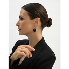 Серьги двусторонние, с подвесками Koshika, агат, черный