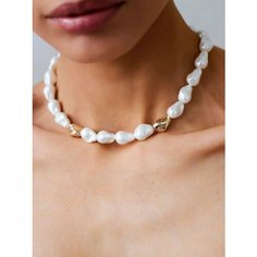 Колье By Kanarskaya E., жемчуг имитация, искусственный камень, длина 44 см, золотой, белый