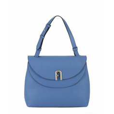 Сумка тоут FURLA, фактура зернистая, голубой