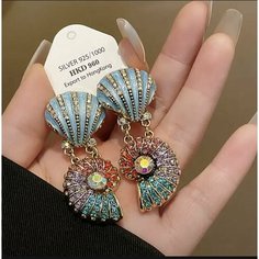 Серьги, кристалл, разноцветный Нет бренда