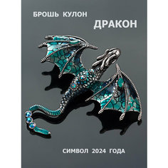 Брошь, стразы, синий Petro Jewelry