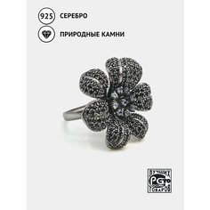 Кольцо Кристалл Мечты, серебро, 925 проба, родирование, танзанит, шпинель, размер 17.5, черный