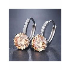 Серьги, фианит, оранжевый, серебряный be Self True Jewel