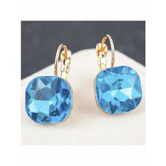 Серьги конго, пусеты, фианит, золотой, синий be Self True Jewel