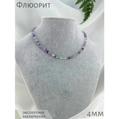 Чокер СафариЯ, флюорит, длина 47 см, бесцветный, зеленый