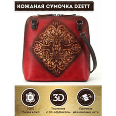 Сумка кросс-боди Dzett, фактура тиснение, коричневый, бордовый, красный