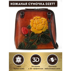 Сумка кросс-боди Dzett, фактура тиснение, бежевый, коричневый