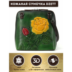 Сумка кросс-боди Dzett, фактура тиснение, бежевый, зеленый, красный