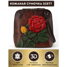 Сумка кросс-боди Dzett, фактура тиснение, коричневый, коралловый, зеленый