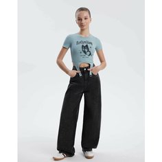 Джинсы багги Gloria Jeans Ready! Steady! Go!, размер 3XS/146 (34-36), черный