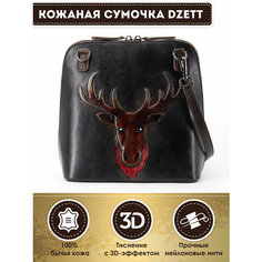 Сумка кросс-боди Dzett, фактура тиснение, коричневый, черный, серый