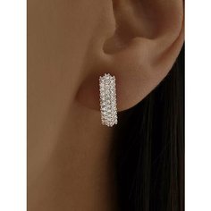 Серьги Ювелир Карат, серебро, 925 проба, золочение, фианит, размер 5 мм, длина 1.7 см, , золото