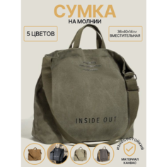 Сумка шоппер , фактура зернистая, вязаная, хаки Нет бренда