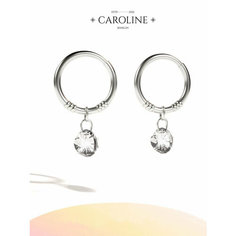 Серьги конго Caroline Jewelry, кристалл, серебряный