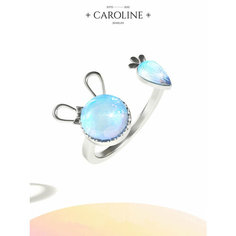 Кольцо-кулон Caroline Jewelry, лунный камень, кристалл, безразмерное, голубой, серебряный
