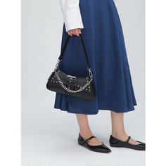 Сумка багет Lera Nena, фактура гладкая, черный