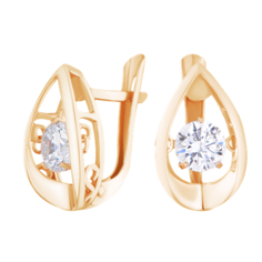 Серьги Ювелир Карат, серебро, 925 проба, золочение, фианит, , золото