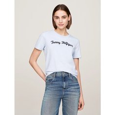 Футболка TOMMY HILFIGER Script Logo Embroidery, размер XS, Breezy Blue