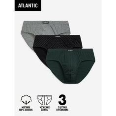 Трусы Atlantic 3MP-179, комплект из 3 шт., размер 46/M, серый, зеленый, черный