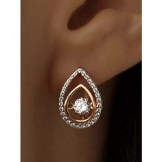 Серьги Ювелир Карат, серебро, 925 проба, золочение, фианит, длина 1.5 см, , белый/золотистый