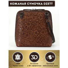 Сумка кросс-боди Dzett, фактура тиснение, коричневый