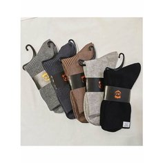 Носки , комплект, 5 пар, размер 42-47, серый, черный, бежевый, коричневый Без бренда