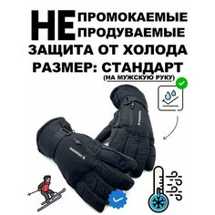 Перчатки Горные лыжи и Сноуборд для взрослых и детей, размер Средний (универсальный мужской), черный Нет бренда