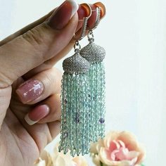 Серьги с подвесками Mia Diva, флюорит, бирюзовый