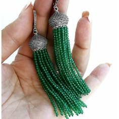 Серьги с подвесками Mia Diva, хризопраз, зеленый