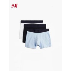 Трусы H&M, комплект из 3 шт., размер S, белый, голубой